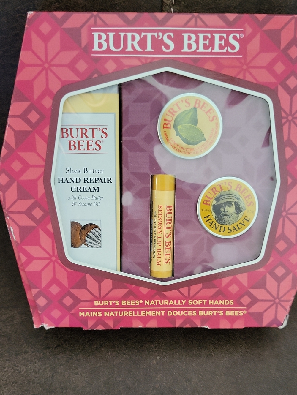 Burt's Bees Pink Gift Set with Yellow Lip Balm and Cream